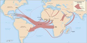 routes of the slave trade to the Americas
